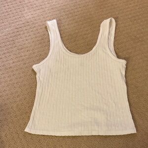 Me to We White Ribbed Scoop Neck Tank Top